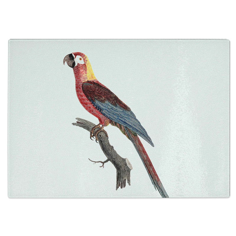 Tempered Glass Cuban Macaw Parrot Chopping Board, 39 cm W x 28.5 cm L