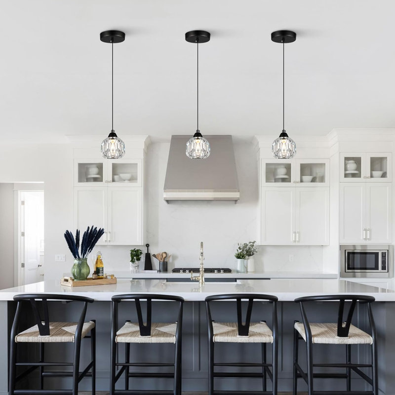 Luminaire suspendu en cristal moderne pour salle à manger, îlot de cuisine, salle de bain et bar, à intensité variable avec abat-jour en cristal K9