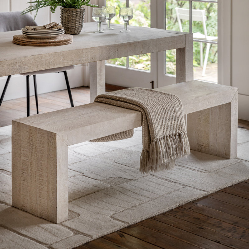 Iowa Dining Bench 1600x360x450mm, Whitewash
