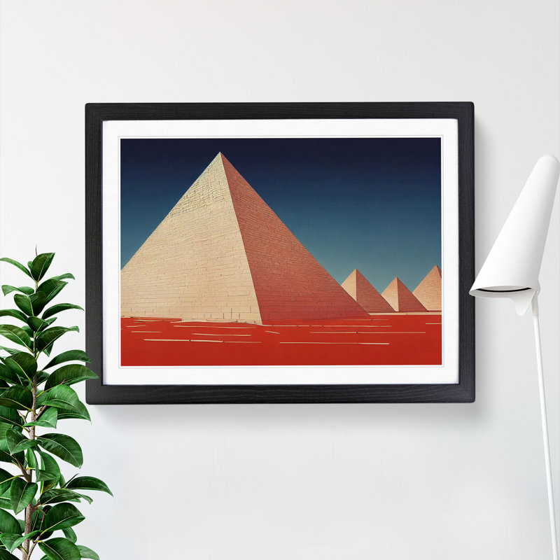 Awesome Pyramids - Single Picture Frame Print, Black, 46cm H x 64cm W x 2cm D