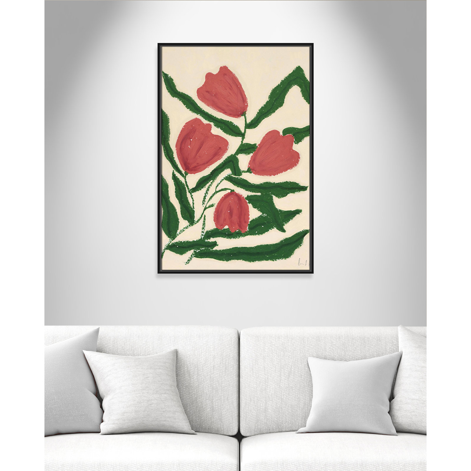 Red Tulips  Print by Camilla Bergqvist, Black, 37.5" H x 25.5" W