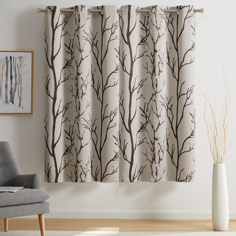 Kingdom Branch Blackout Curtain Panel, 40" W x 63" L, Brown