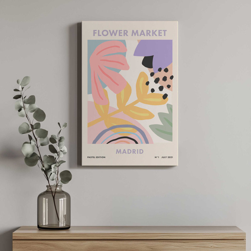 «Flower Market Madrid Pastel Ed By Cocoon Design», reproduction d'art sur toile, H 40 po x l 30 po, Toile tendue
