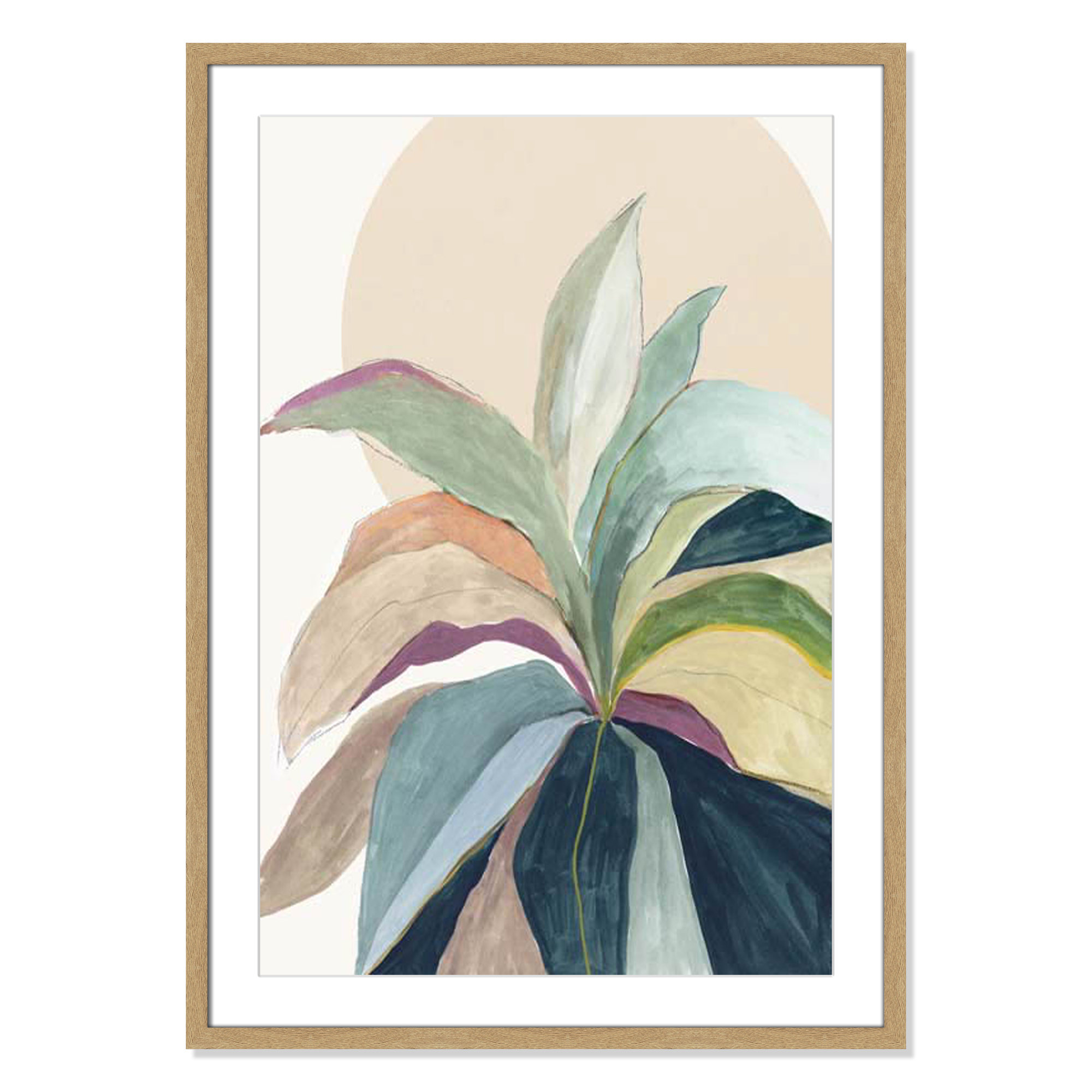 Sherbrooke Sunny Bright Leaves II by Asia Jensen Print, Natural Woodgrain Single Picture Frame, No Mat