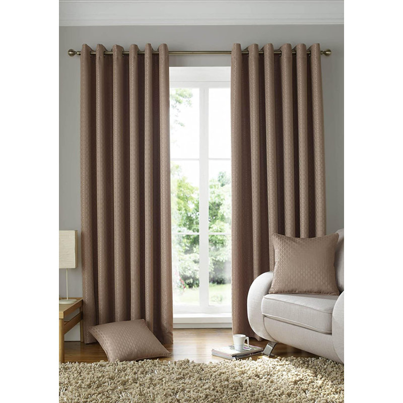 Solitaire Room Darkening Curtain Pair, 167 W x 182 D cm, Latte
