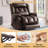 Power Lift Recliner Chair Dual Motor, 180° Lay Flat Recliners for Adult & Elderly with Heat & Massage, Large, Type-C Charge, Lumbar Pillow for Living Room, Leather (Brown)-1226072340
