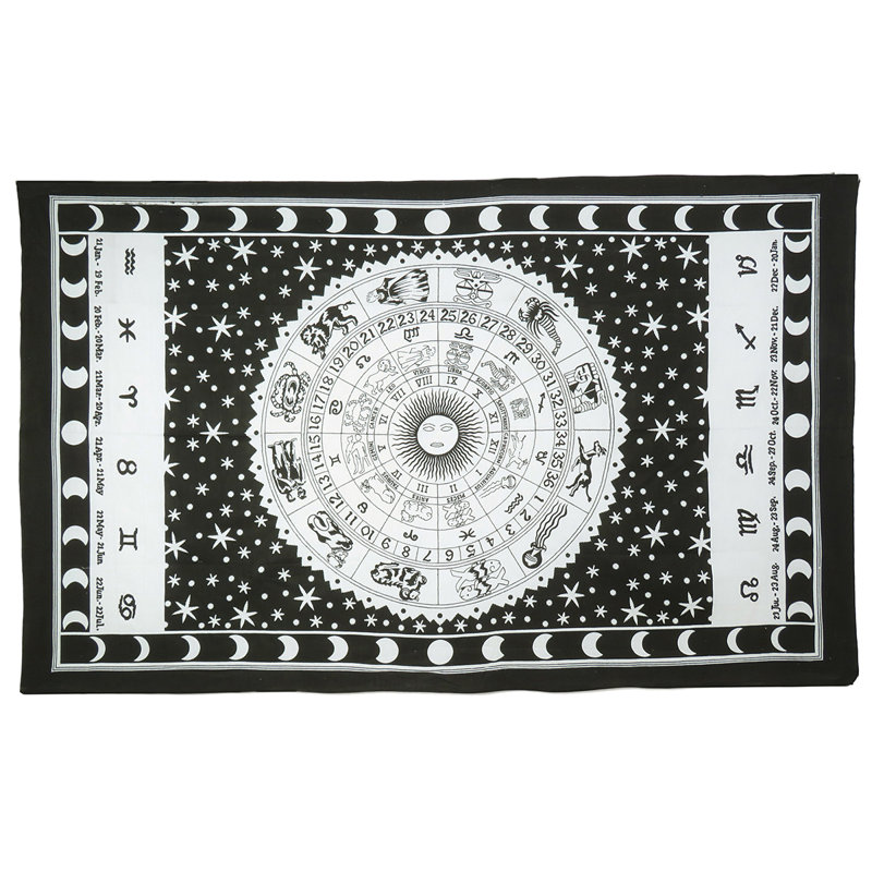 Tapisserie bohémienne en coton, Noir / blanc