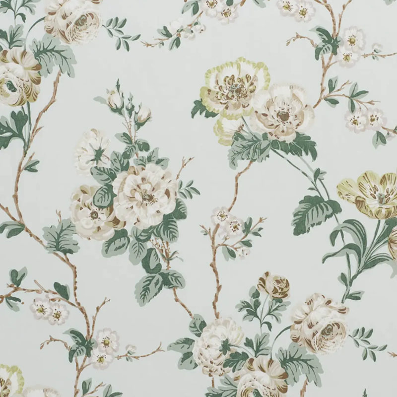 Schumacher x Veere Grenney Betty Chintz Fabric, Celadon