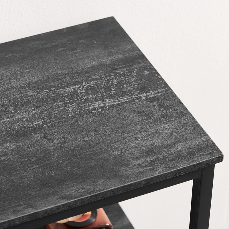 Grande table de bout industrielle avec tablette ouverte à 3 niveaux, table de chevet pour la chambre à coucher ou le salon, structure en métal robuste et finition en bois rétro, assemblage facile