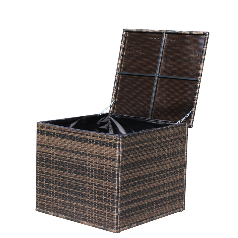 Spacious Brown Porch Storage Bin - Maximizes Your Space Weather- Box With Hinged Lid Enhances Outdoor Decor