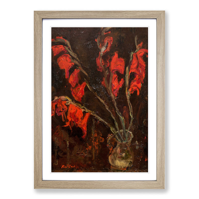 Red Flowers by Chaim Soutine - Framed Print, 36cm H x 27cm W x 2cm D, Oak Framed