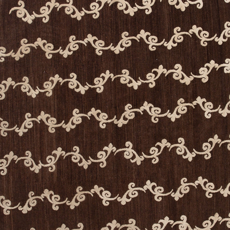 Brown Nu Vibrant Modern Tibetan Wool Silk Blend Rug, Round 8'