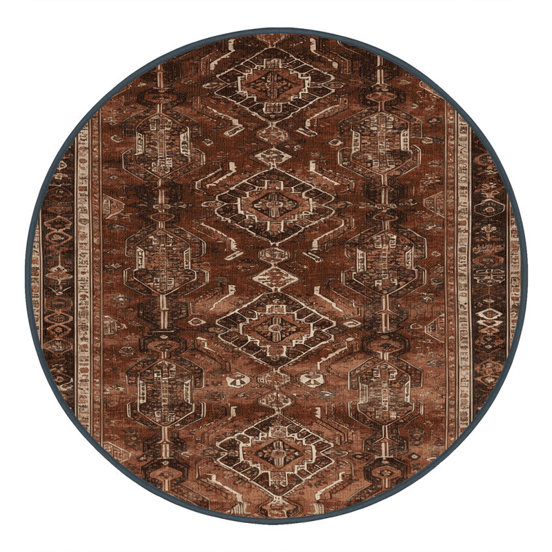 Tapis brun lavable à la machine, Rond 6 pi x 6 pi