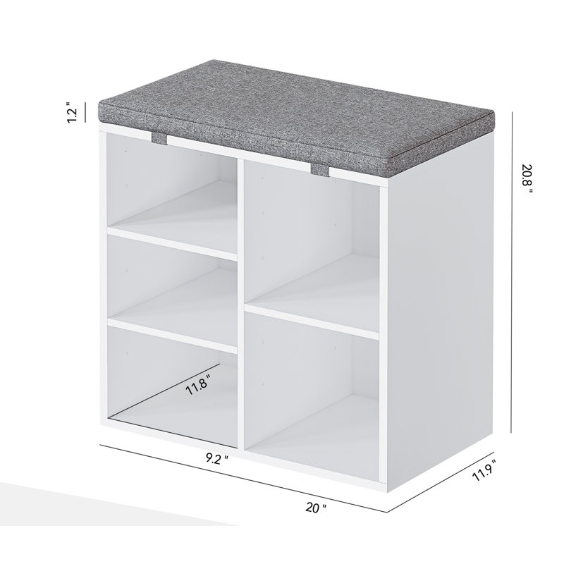 Entryway  Shoe Bench With Storage And Padded Seat, White