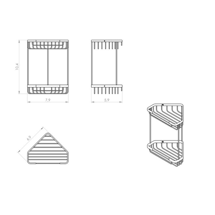 Serviteur de douche Tubeeuse, H 10,63 po x l 7,87 po x p 5,91 po