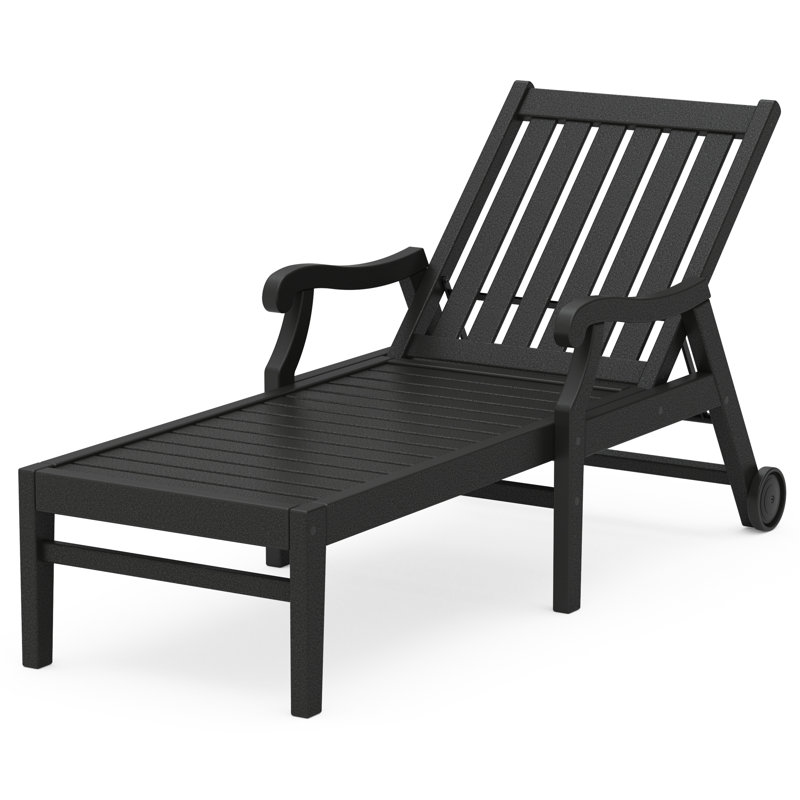 POLYWOOD x Birch Lane Verlyn Chaise with Arms and Wheels, Black