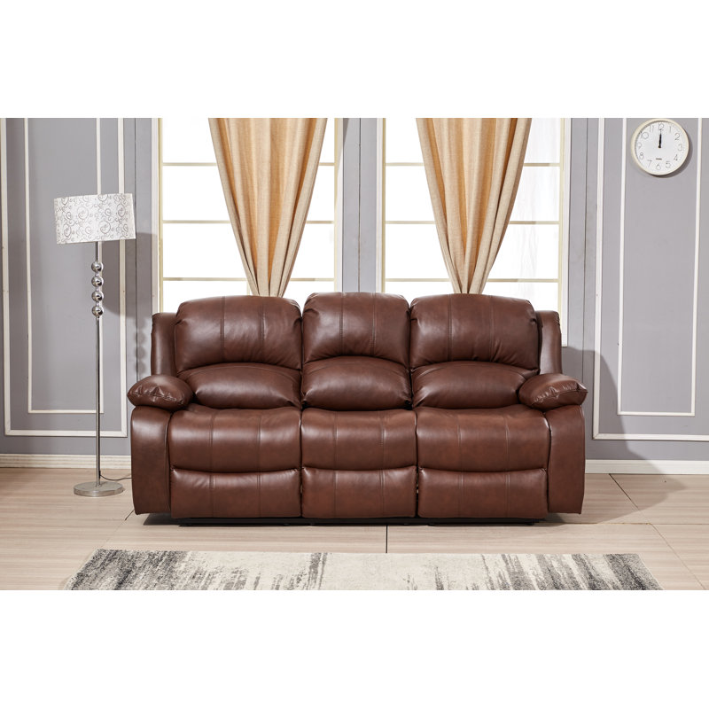 Convergent Upholstered 85'' Reclining Sofa, Whiskey, Manual