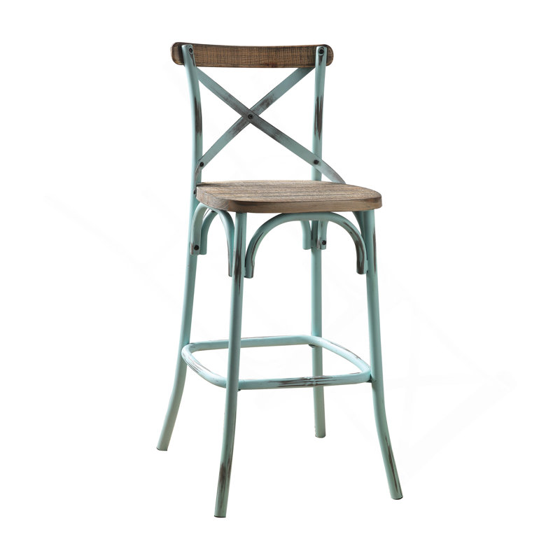 Chaise de bar en métal antique, Bleu ciel