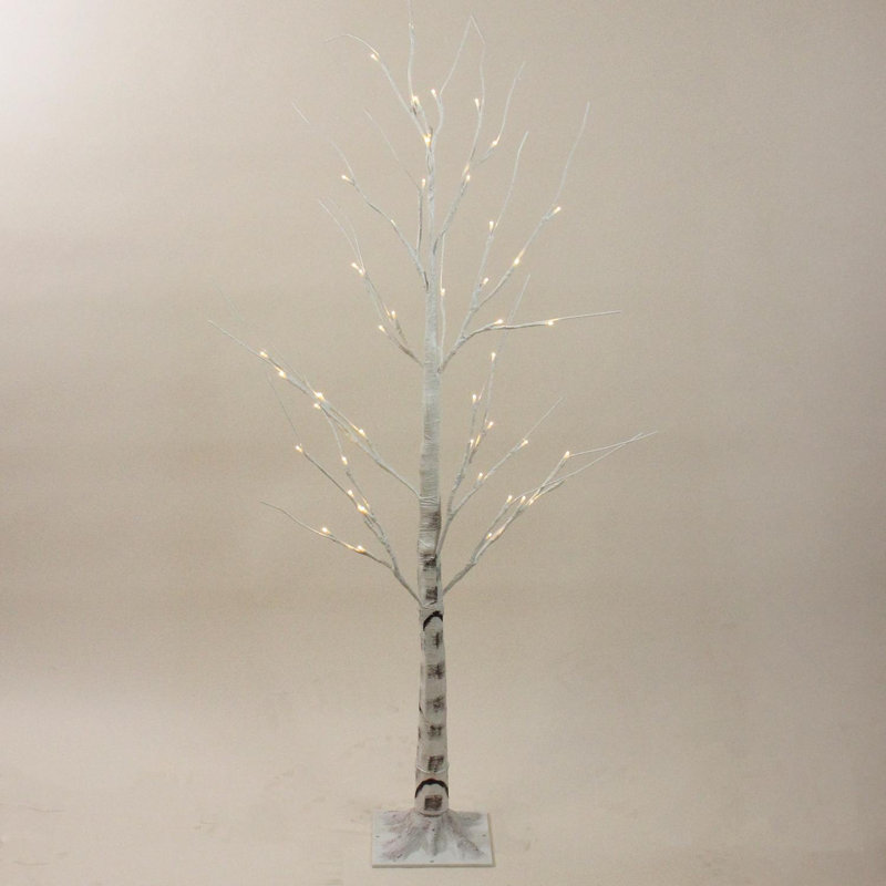 Décoration d'extérieur de bouleau blanc 4 pi avec lumières DEL