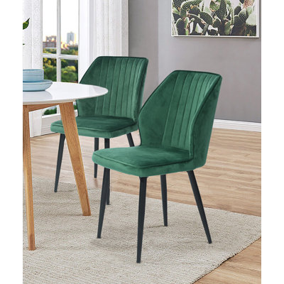 Alarcon 46cm H Tufted Cotton Upholstered Wing Back Side Chair
