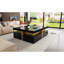 Coffee Table for Living Room, Classic Black MDF, 43.3-Inch Square Top with 4 Drawers