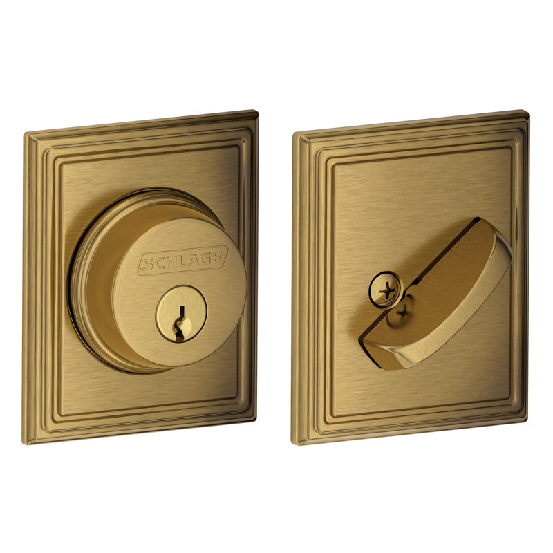 Single Cylinder Deadbolt with Addison Trim, Antique Brass