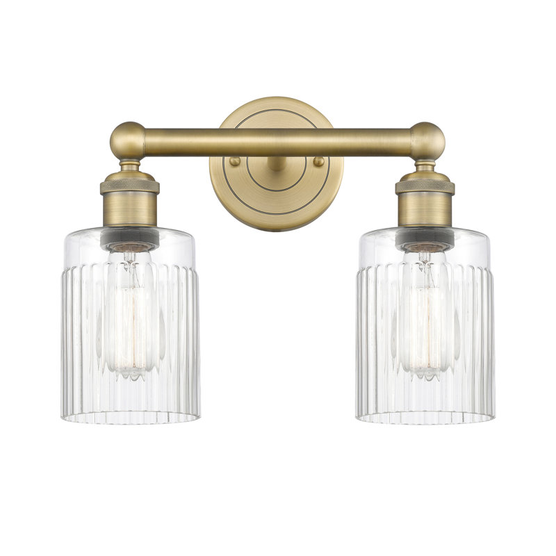 Kamena 13.5" W 2-Light Dimmable Vanity Light, Brushed Brass, Clear