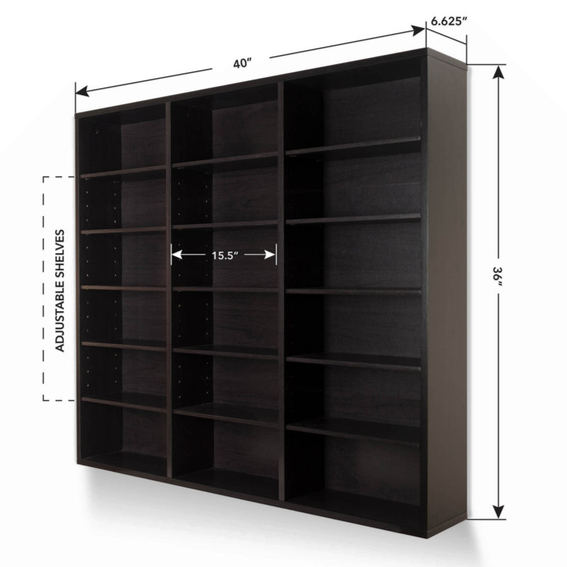 Unité de rangement murale, 15 tablettes réglables, encastrée