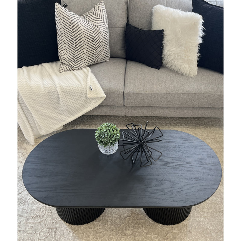 Table basse ovale en bois, Noir, Noir