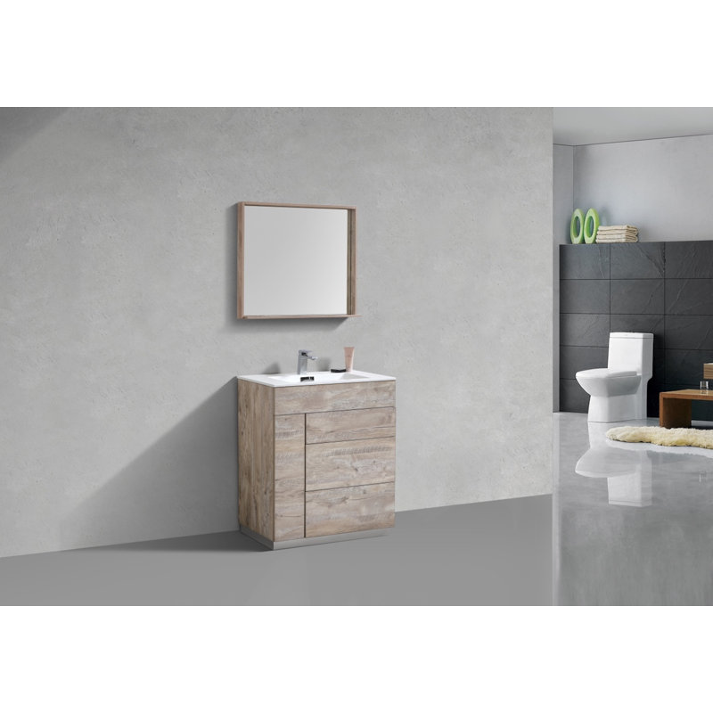 Ensemble de meuble-lavabo simple 30 po Ebler, Bois naturel