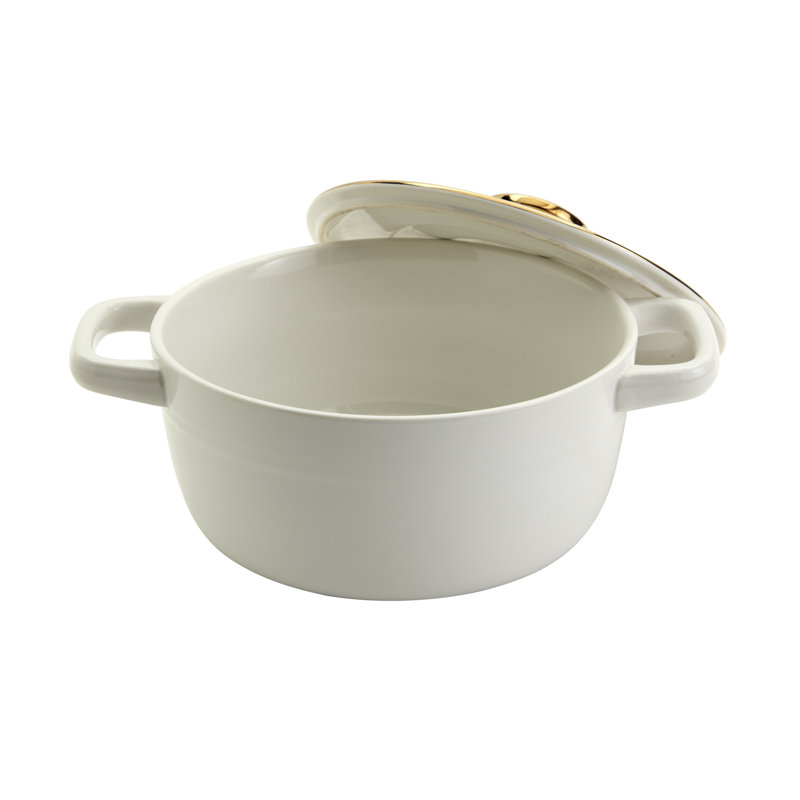 Plat de cuisson en grès de 2 pintes avec couvercle, Danemark Tools for Cooks , Blanc