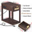 Table d'appoint étroite avec station de charge, table de chevet en rotin de 24 po avec rangement pour tiroir, table de bout de chevet avec poignée en métal pour petits espaces, table de chevet en bois Boho pour salon / chambre à coucher (noyer)-803656779