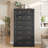 Farmhouse 58.7'' Tall 7 Drawers Dresser for Bedroom Black-1175783804