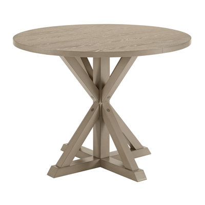  Spier 40" Modern Farmhouse Pedestal Dining Table, Rustic Beige