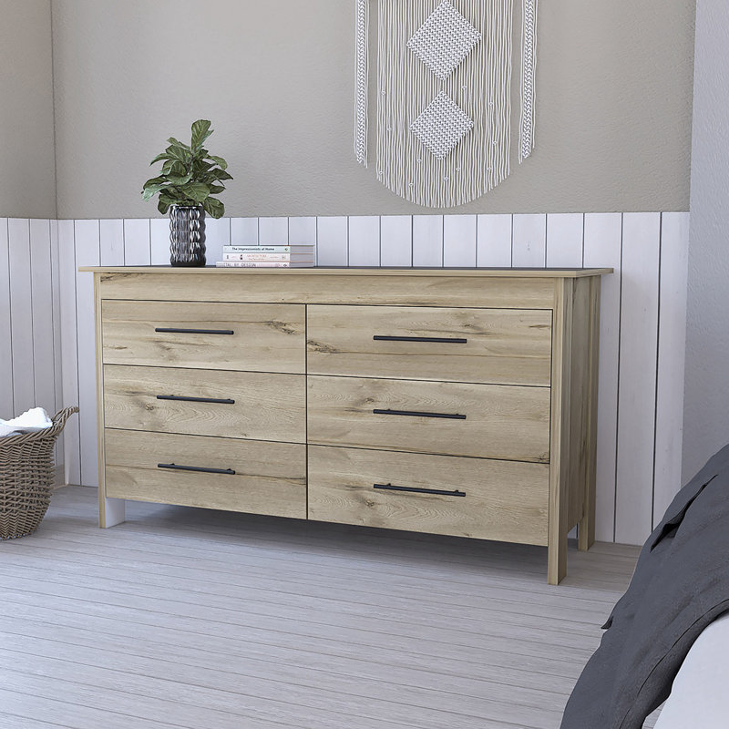 Commode 6 tiroirs Courtland, Beige