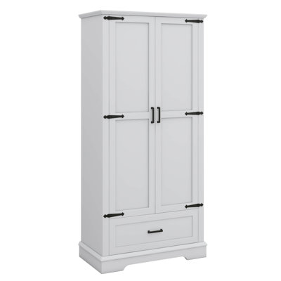 Armoire de rangement haute autoportante avec deux portes et une tablette personnalisable