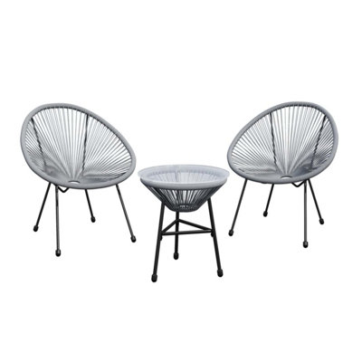 Weather-Resistant Acapulco Patio Bistro Set with Ergonomic Chairs and Glass Table