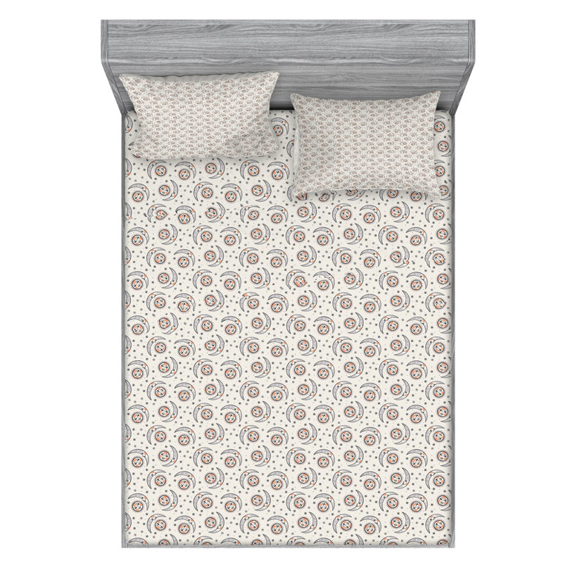 Microfiber Geometric Sheet Set, Full Sheet Set with Fitted Sheet
