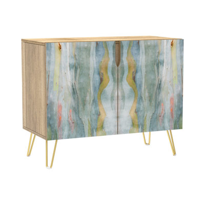 Buffet buffet, armoire de rangement pour cuisine avec 2 portes, motif de marbre coloré bleu vif, console pour salle à manger L 35 po x l 18 po x H 29 po