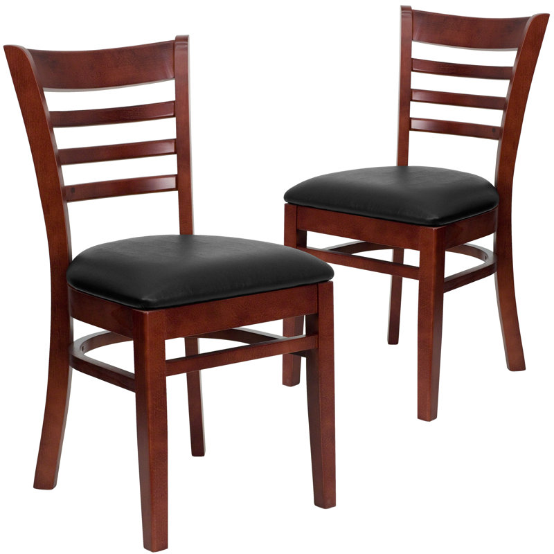 Prompton Vertical Slat Back Wooden Restaurant Chair, Black, Mahogany