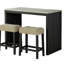 Ensemble de salle à manger à deux tons de style transitionnel noir 3 pièces table 2X tabourets capitonnés beige sièges salle à manger