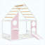 Lit simple avec glissade, bande lumineuse à DEL et panneau avant, rose - lit plateforme en bois pour enfants-594253160