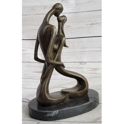 Sculpture de deux inséparables Zinia partageant un moment