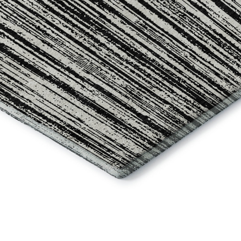 Premium Machine Washable Prisco Black Rug, Rectangle 1'8" x 2'6"