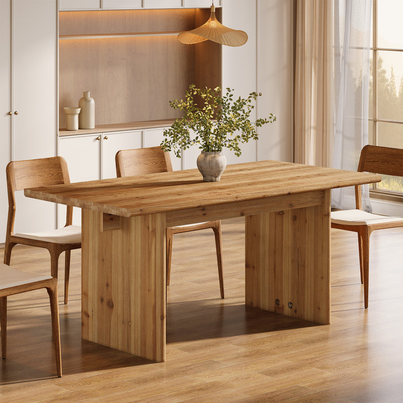 63-Inch Solid Wood Kitchen Dining Table for 4-6
