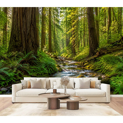 Papier peint adhésif auto-adhésif à peler et coller Redwood Forest White Nature