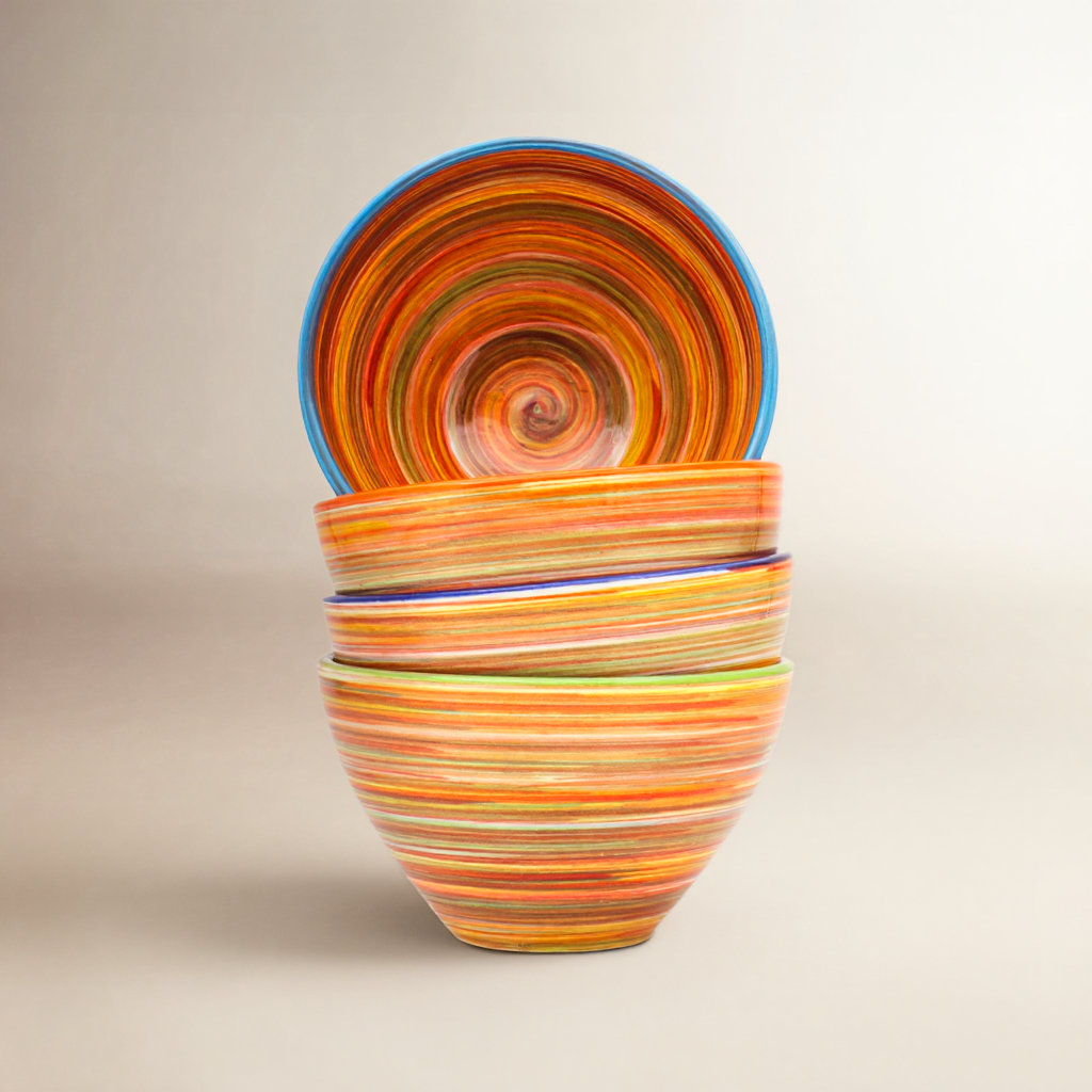 Raia Earthenware Cereal Bowl, Multicolor Orange 