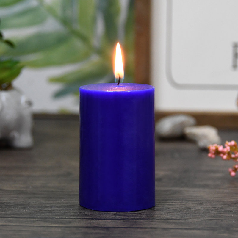Oliva Unscented Pillar Candle, Blue, 1, 9" H x 2" W x 2" D