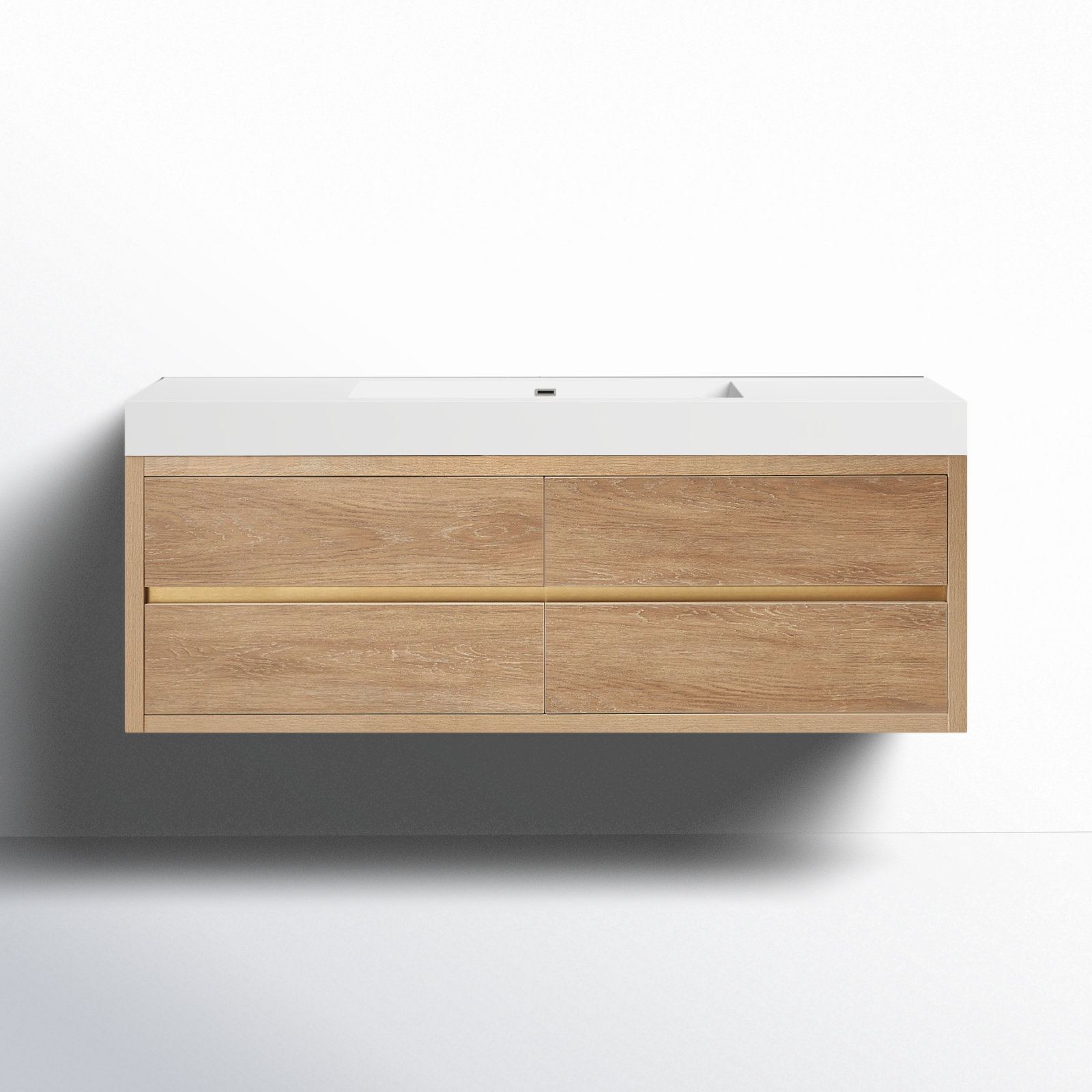 Vali 59.8'' Single Bathroom Vanity, North American Oak Finish, White
