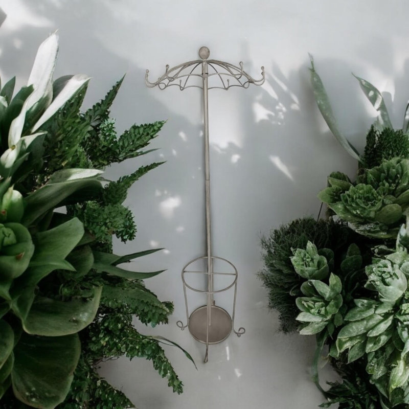 Connellsville Metal Freestanding 14 - Hook Coat Rack, Cream